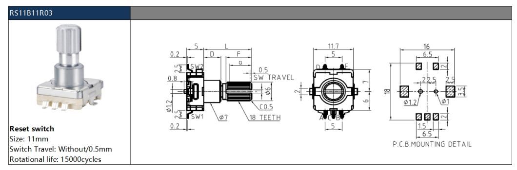 Rotary Type Reset Switch for Audio